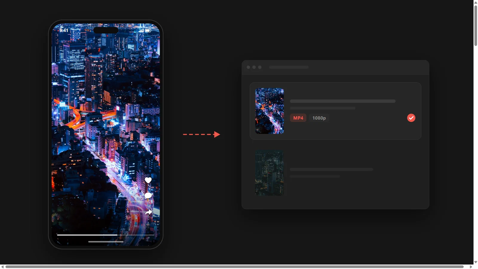 A Facebook video downloader saving a public Facebook video from the phone app onto a laptop as an MP4 file